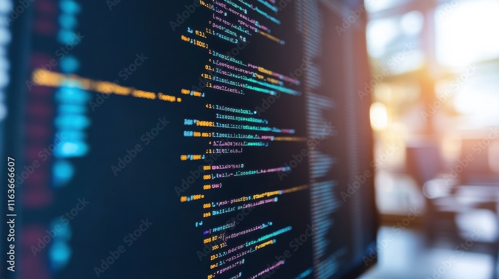 Fototapete coding environment in ambient light with visuals