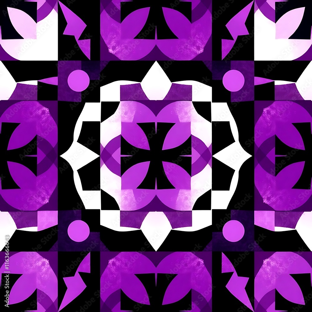 Poster abstract purple geometric pattern: a mesmerizing kaleidoscope of geometric shapes in vibrant purple 