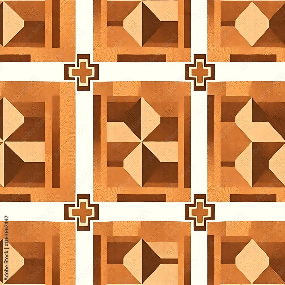 Aufkleber geometric tile pattern: a seamless pattern featuring an intricate design with a geometric grid and b