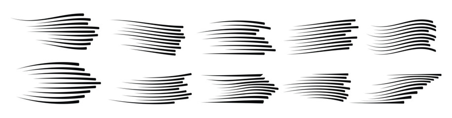Speed lines isolated black motion lines white background