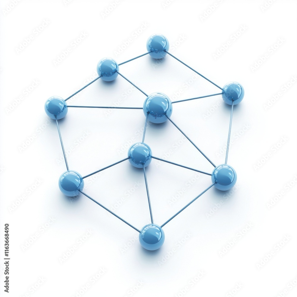 Poster abstract blue network structure, symbolizing connectivity and data relationships.