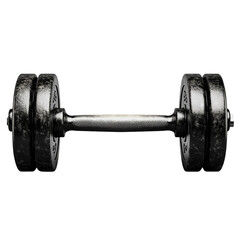 Fototapeta premium Black dumbbell with a silver handle is shown