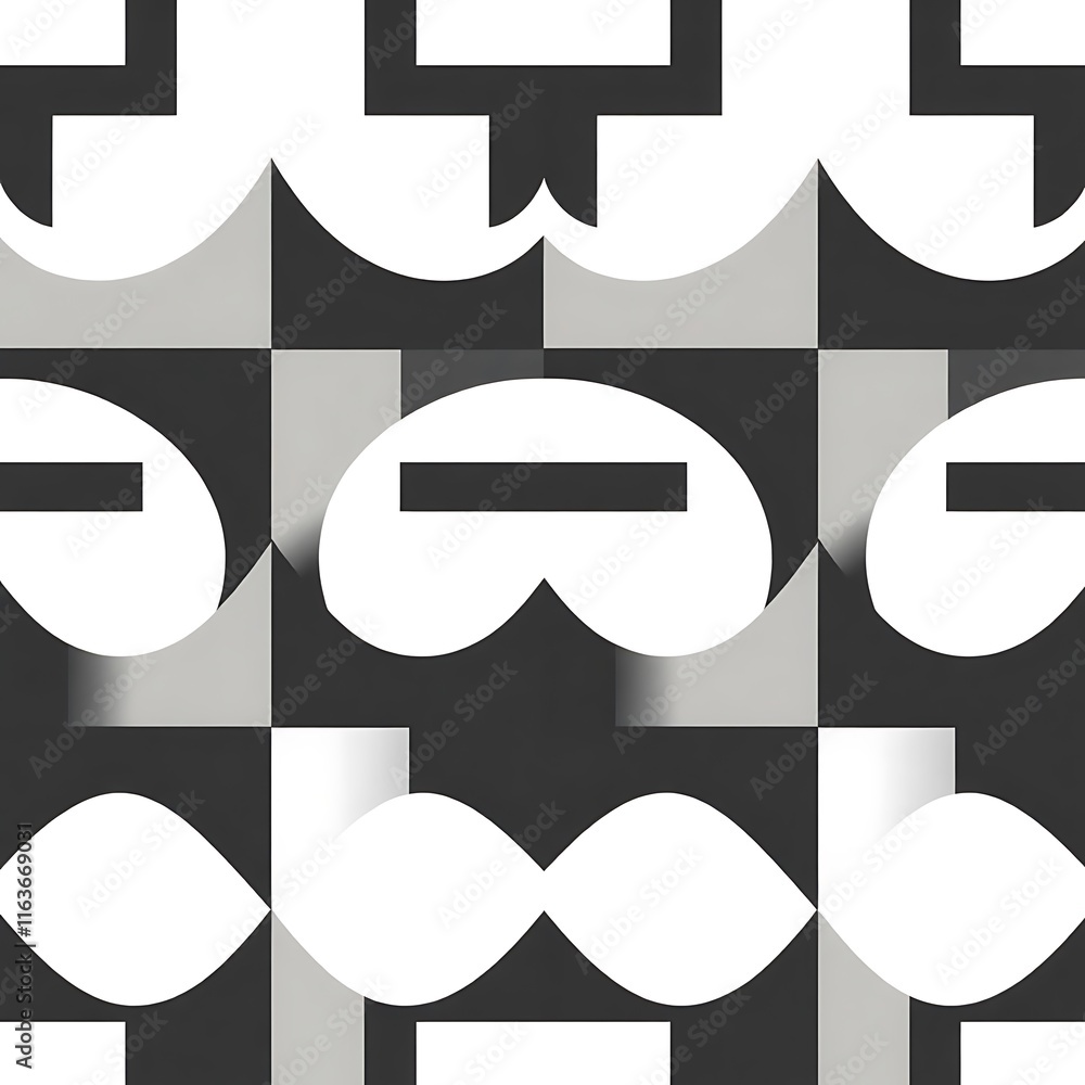 Poster abstract geometric pattern: black and white geometric shapes create a seamless, abstract pattern wit