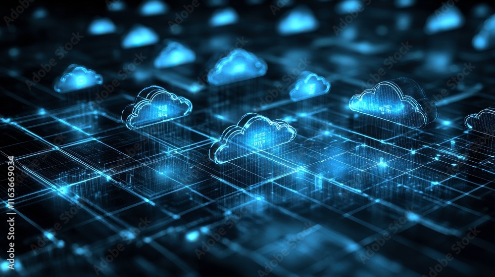 Poster digital cloud graphics in multi-layer environment
