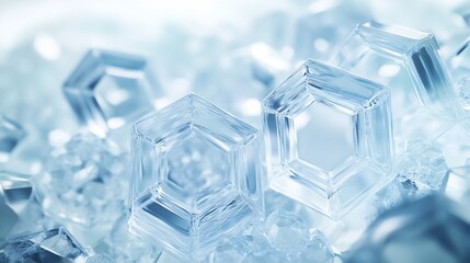 Close-up of hexagonal ice crystals.