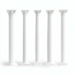 3D Render White Classical Columns