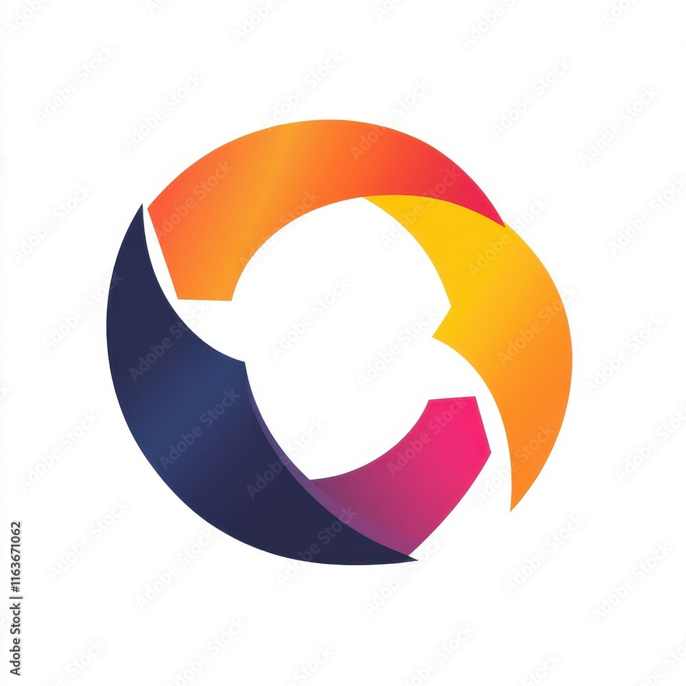 Poster modern abstract logo design featuring vibrant colors in a circular pattern.