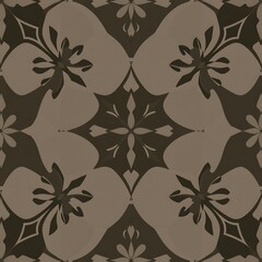 Obraz premium Dark Brown Floral Tile Pattern 