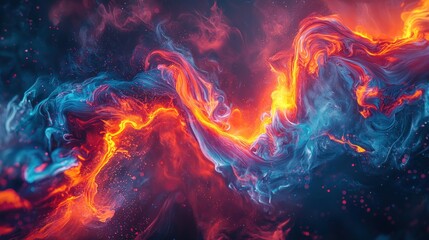 Fototapeta premium Abstract fiery and icy swirls, digital art