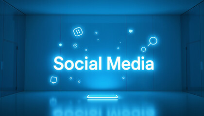 Social Media glowing header and banner with futuristic green screen background