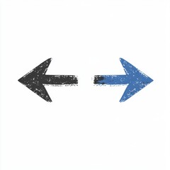 Two arrows pointing in opposite directions, one black and one blue, representing choices and decisions.