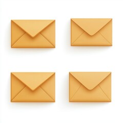 Four yellow envelopes on a clean white background, conveying a sense of organization and communication.