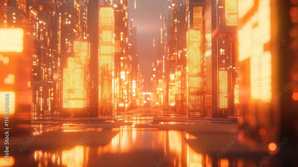 Poster dynamic technology visuals in futuristic server environment