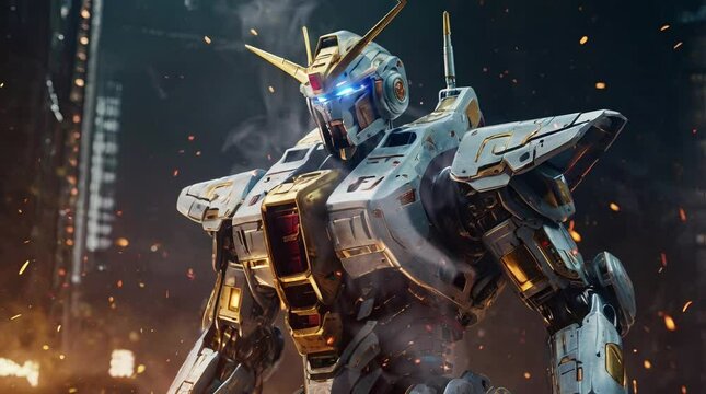 sophisticated robots that have been created by humans in the future. Virtual 4K video animation background with looping time lapse with very smooth graphics.