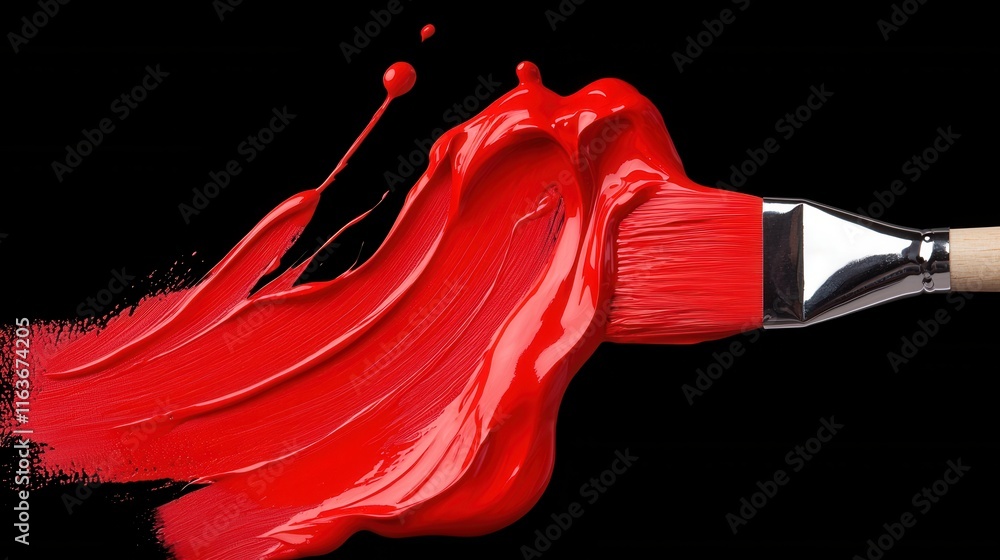 Aufkleber vibrant and dynamic image of an paintbrush creating a wave of rich red paint fluid with a sense of e