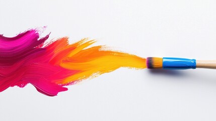 Vibrant paint brush stroke creating a dynamic and colorful abstract expression  Expressive brushwork with bold energetic paint splashes on a blank canvas