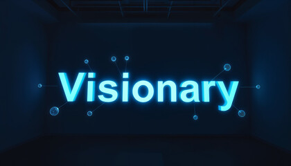 Visionary glowing text header and banner with futuristic green screen design