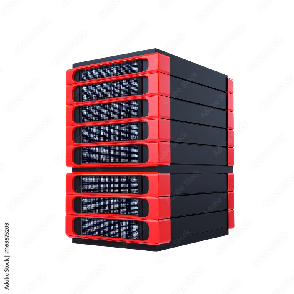 Poster a stack of digital storage devices with a sleek design, featuring a combination of black and red col