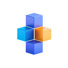 Obraz premium A cluster of colorful cubes in blue and orange arranged in a unique geometric pattern.