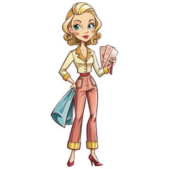 "Stylish Woman Model Cartoon Vector Illustration"