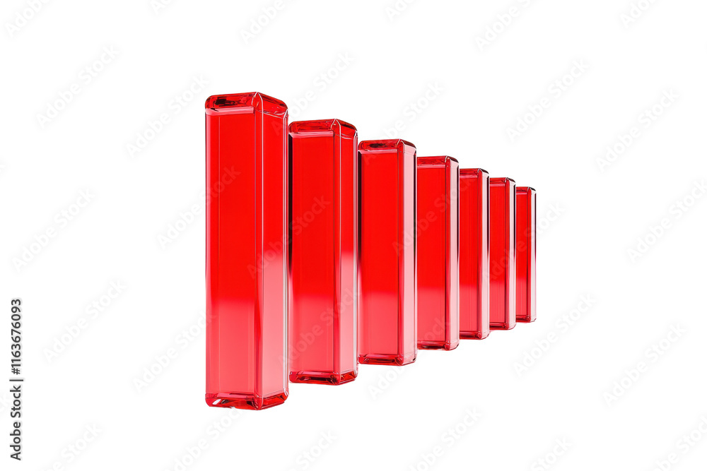 Aufkleber a series of red, rectangular shapes arranged in a linear formation, showcasing a glossy finish.