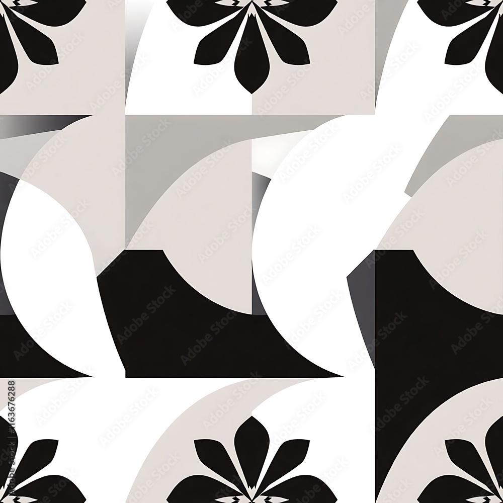 Poster geometric black and white pattern: an abstract design featuring bold black and white geometric shape