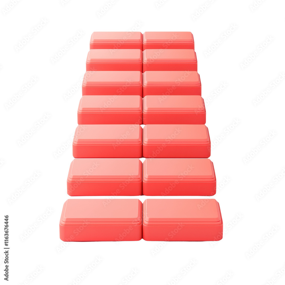 Aufkleber a series of red, rectangular blocks arranged in a staggered formation, showcasing a uniform design.