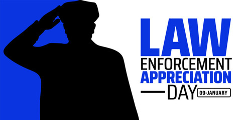 Law enforcement appreciation day background banner or poster design template. observed every year in January. Holiday concept. Use to any Template, card, poster, placard, template.