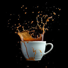 Cup of coffee splashing