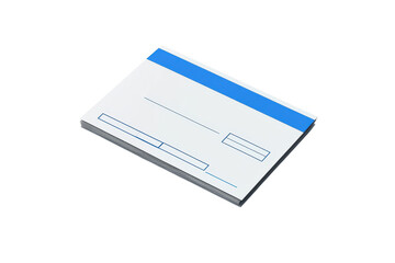 A blank card with a blue header and spaces for information, suitable for various uses such as invitations or notes.