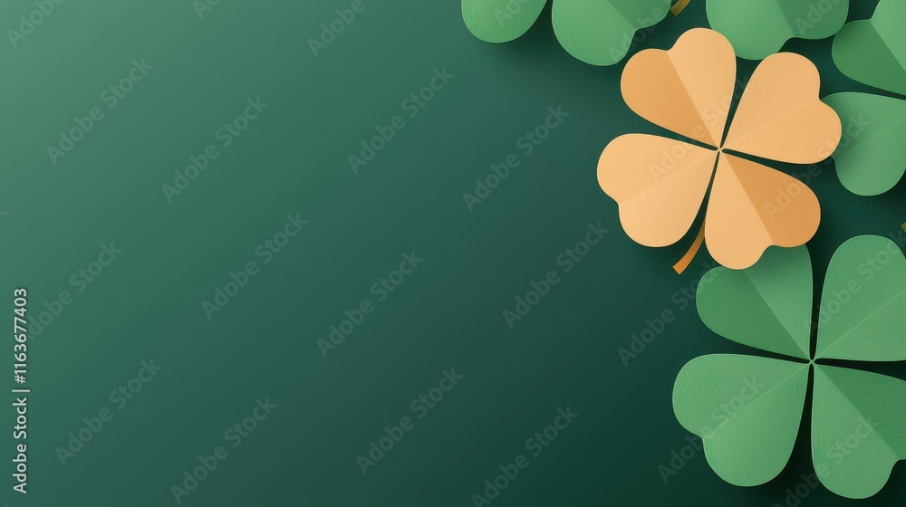 Poster st. patrick's day background concept, clean and minimal background featuring large clover leaves in 