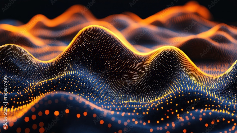 Poster high contrast digital data wave visuals for networking