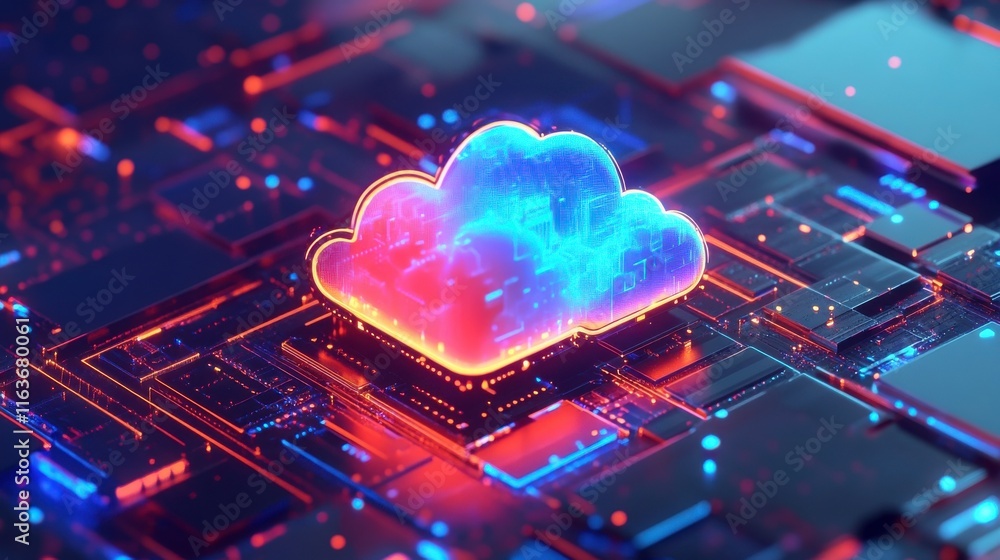 Poster interactive cloud graphics with digital grid elements