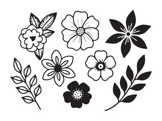 Obraz premium Flower element doodle hand drawn, cute icon, coloring book