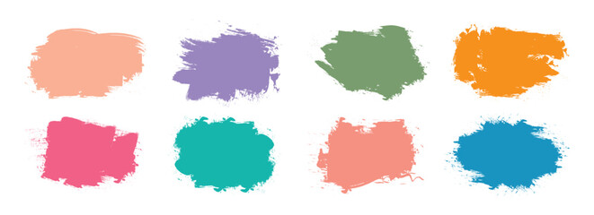 Set of colorful grunge brush strokes, Colorful ink brush strokes. Vector illustration.