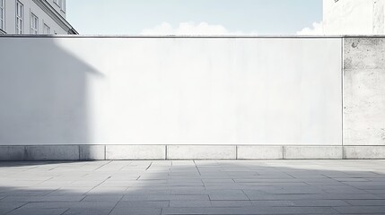 Obraz premium A white wall on the street, concrete floor