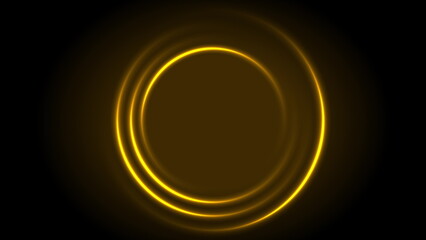 Bright yellow glowing neon circles abstract concept background