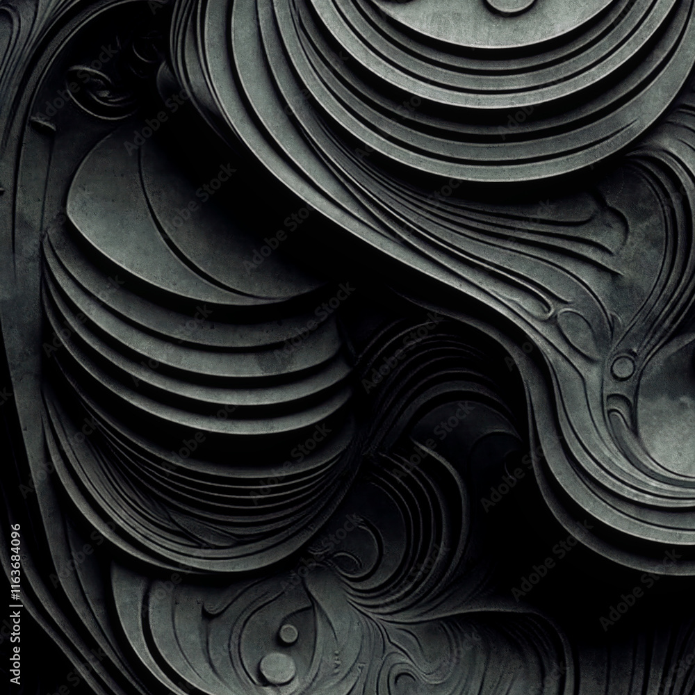 Aufkleber Graphic with layered concentric lines and smooth curves in deep gray, creating an effect of relief and space