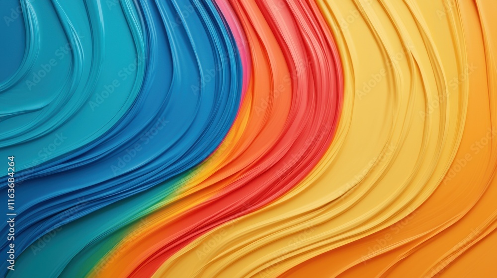 Poster mesmerizing abstract background with fluid dynamic swirls of vibrant rainbow colors in a captivating