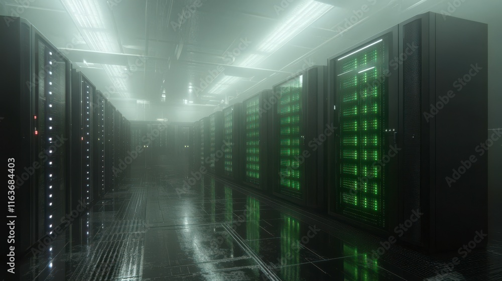 Aufkleber modern server room with neural network visuals
