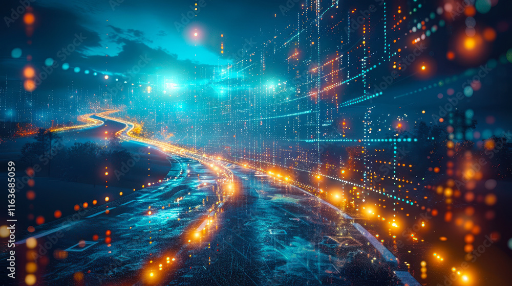Aufkleber futuristic digital transformation roadmap with milestones and objectives for integrating technology 