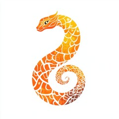 Fototapeta premium Colorful serpentine design featuring intricate patterns in warm orange tones