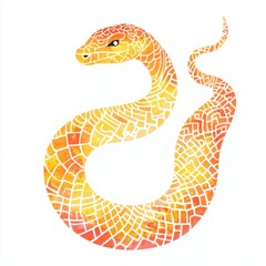 Fototapeta premium Colorful snake artwork featuring a vibrant mosaic design in warm tones in a creative style
