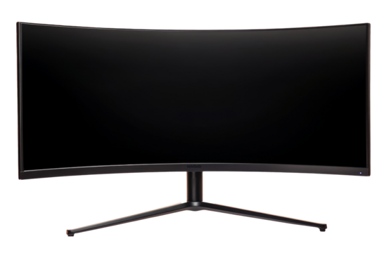 High-Quality PNG curved gaming monitor on transparent background