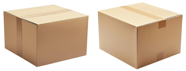 High-Quality PNG two cardboard boxes isolated on white background