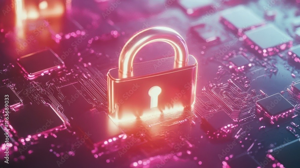 Poster secure digital environment with lock animation