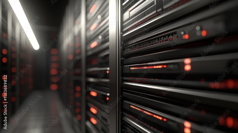 Poster server room with soft light and technology upgrade