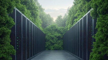 Sustainable Data Center Surrounded by Greenery