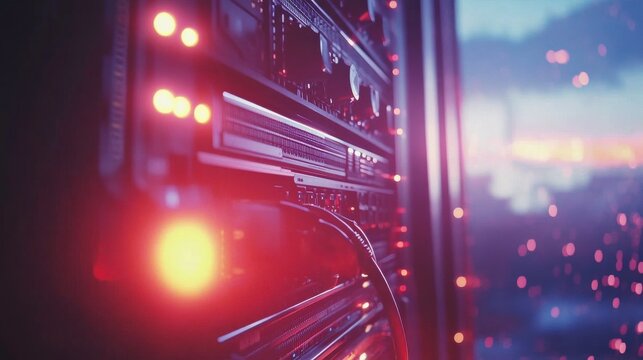 Tech Server Racks with Animated Light Pulses