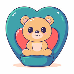Fototapeta premium Valentine's day teddy bear gift cozy home setting digital illustration warm colors heartfelt concept
